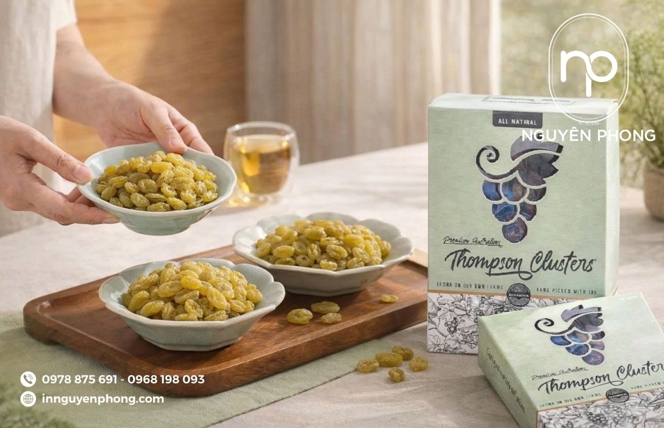 Mẫu in hộp giấy đựng nho khô thiết kế đẹp 